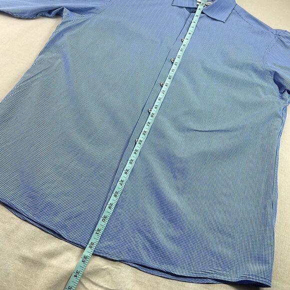 Calvin Klein Dress Shirt Mens 16 32/33 Blue Gingham Spread Collar Button Down - Picture 8 of 8